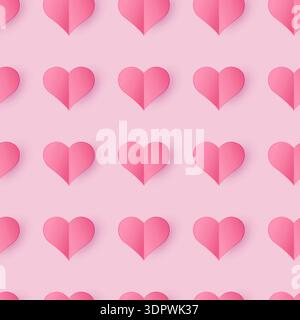 Paper heart seamless pattern. Love background for Valentine`s Day. Stock Vector